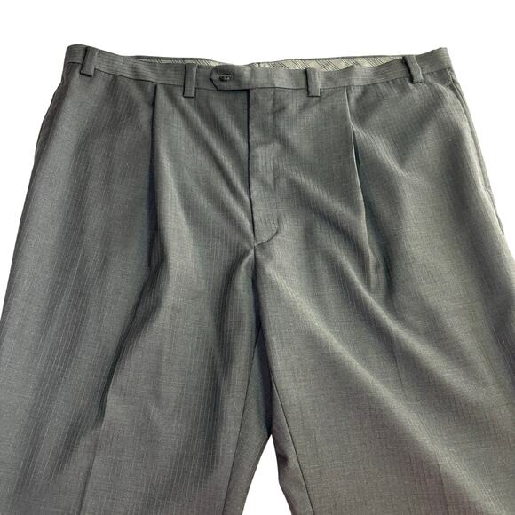 Calvin Klein Mens Charcoal Gray Pinstripe Suit Dress Pants Pleated NO SIZE TAG - Picture 1 of 6